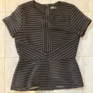 Dotti black short sleeve dressy party top. Back zipper. EUC!